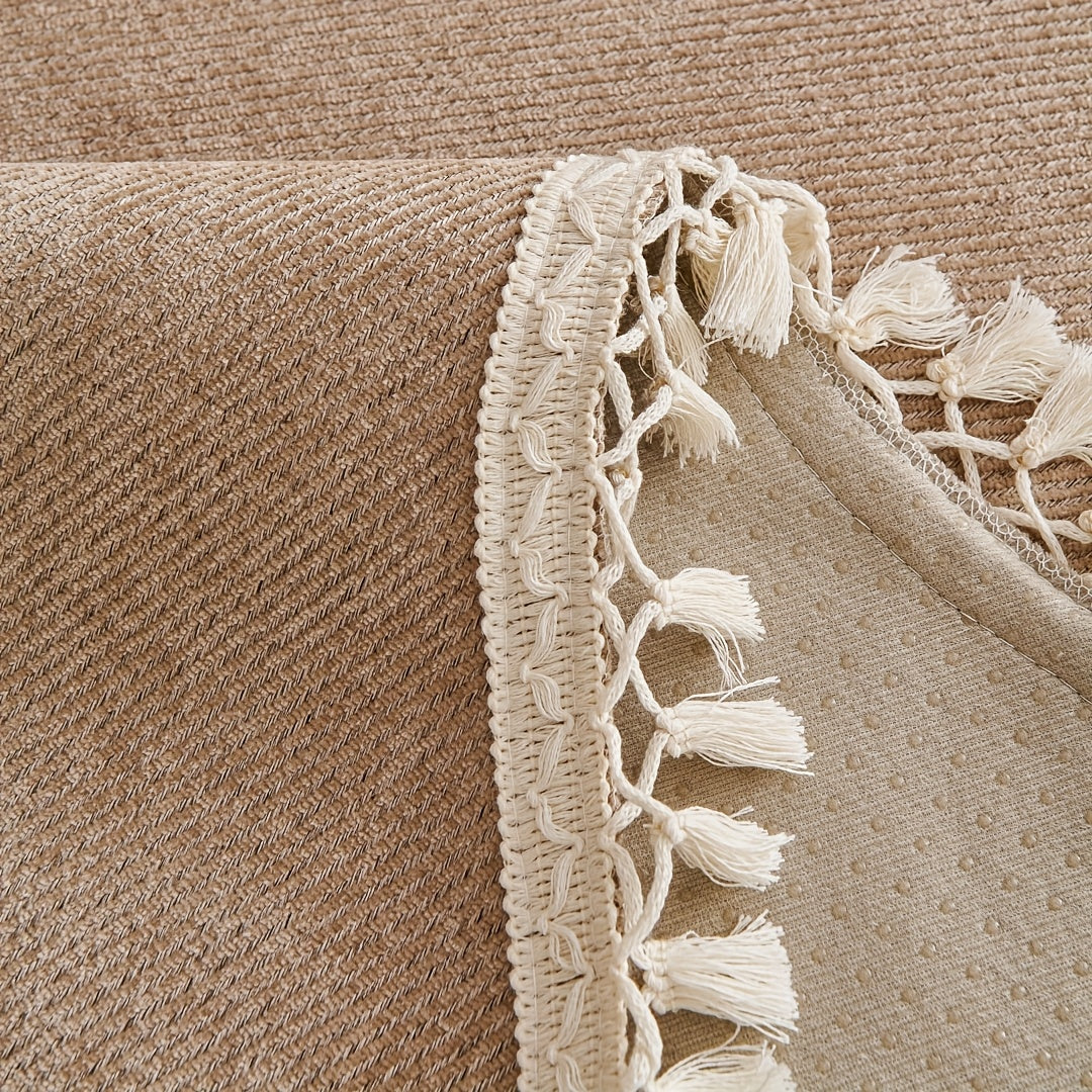 Capa Sofá Chenille Borlas Antiderrapante