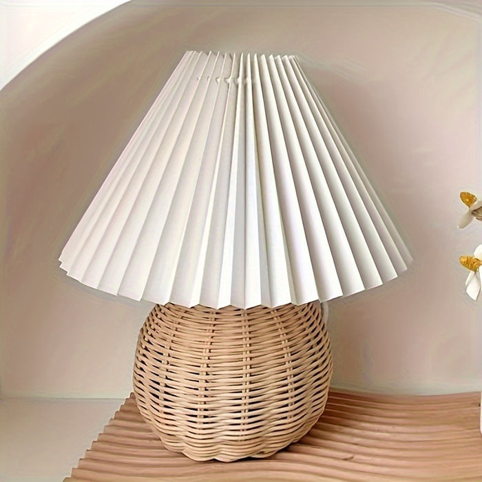 Abajur de Cúpula Plissada com Base de Metal, Branco