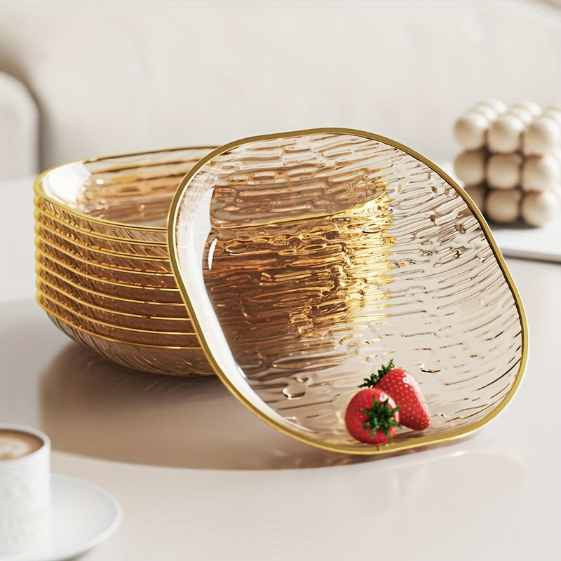 Kit 4 Pratos Snack Transparente Dourado