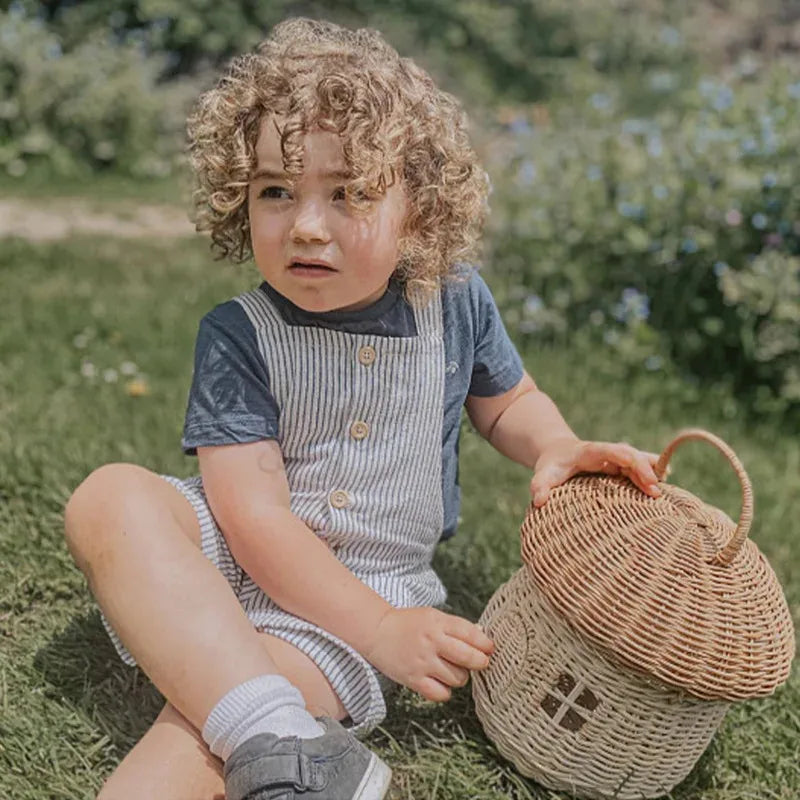 Bolsa de Rattan Artesanal para Armazenamento Infantil