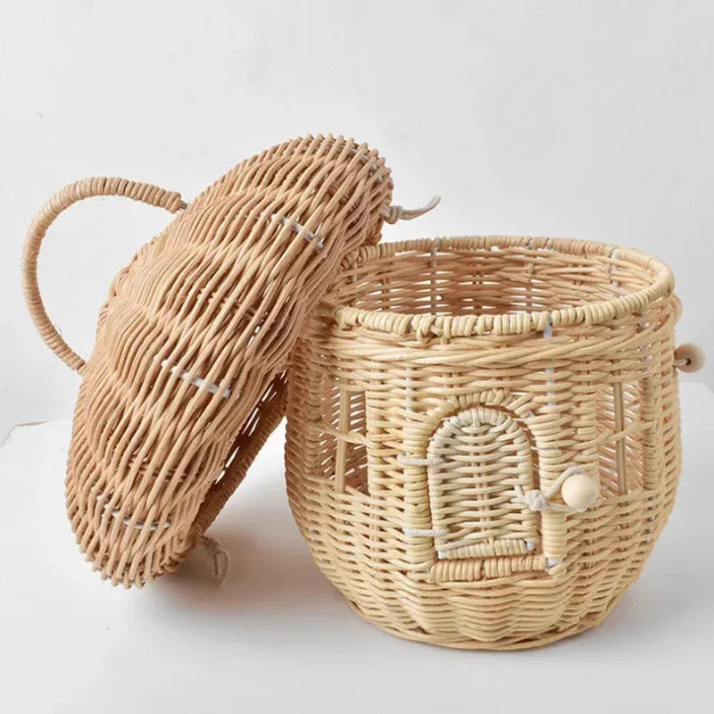 Bolsa de Rattan Artesanal para Armazenamento Infantil