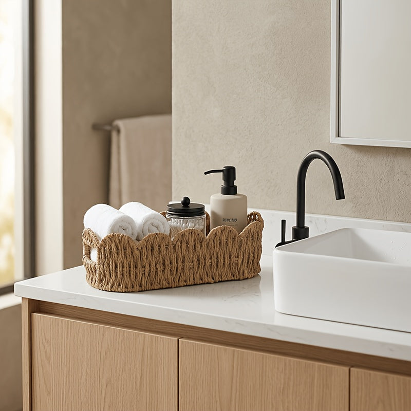 Cesta Oval Corda Papel Trançada