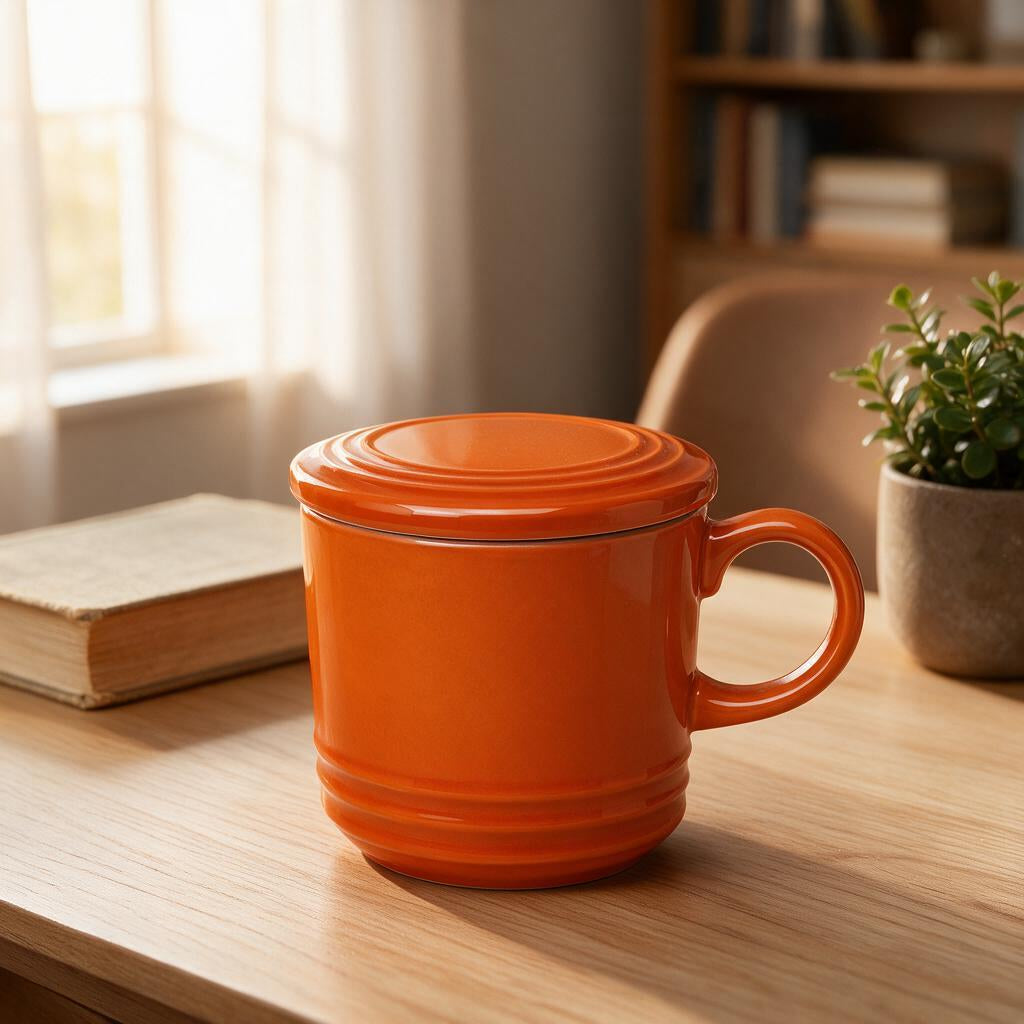 Caneca com Tampa Café Escritório — mesa posta