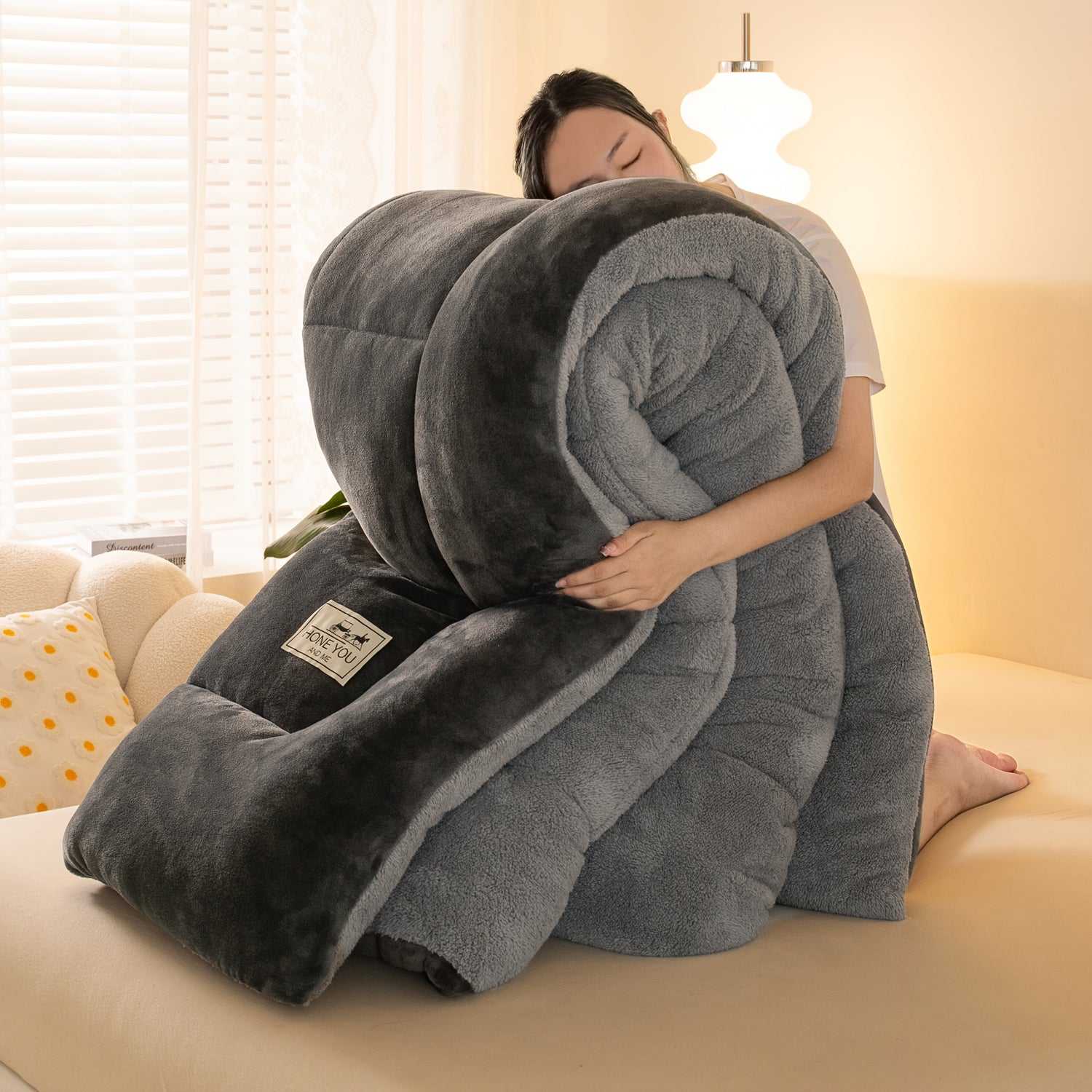 Enchimento Edredom Fleece Cordeiro Macio