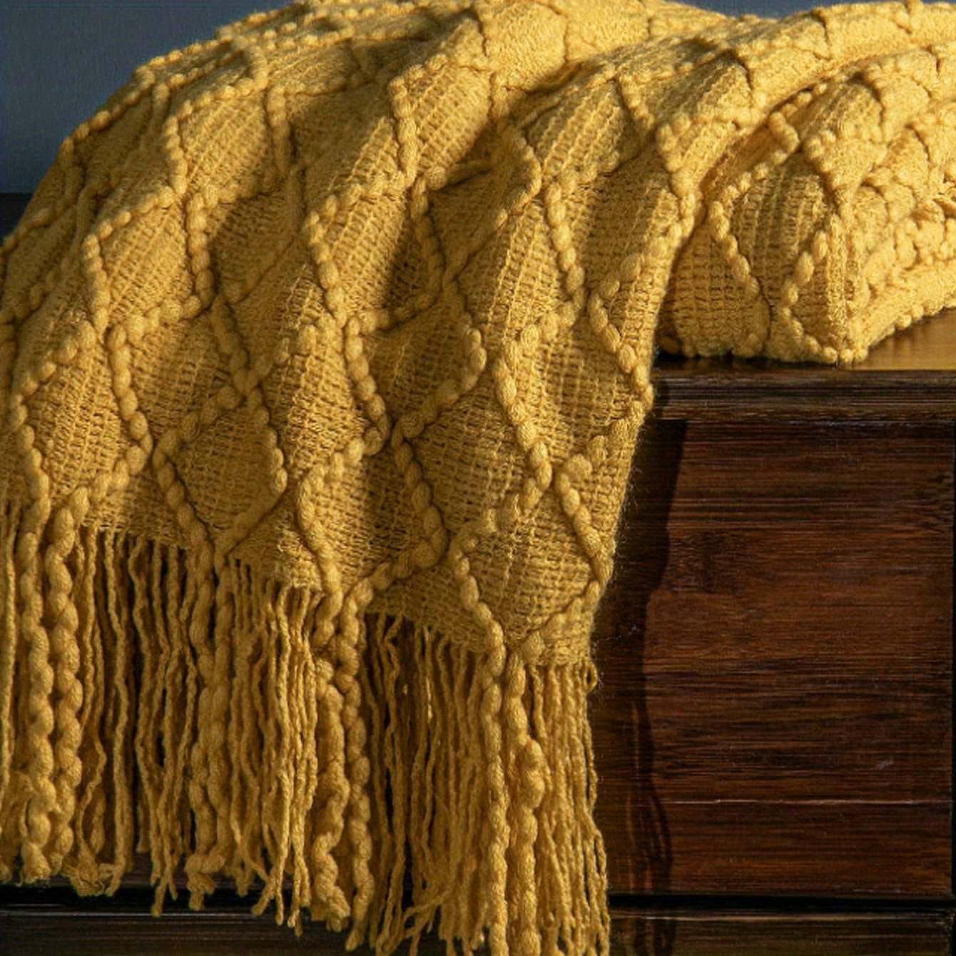 Cobertor Nórdico Amarelo Franjas Sofá