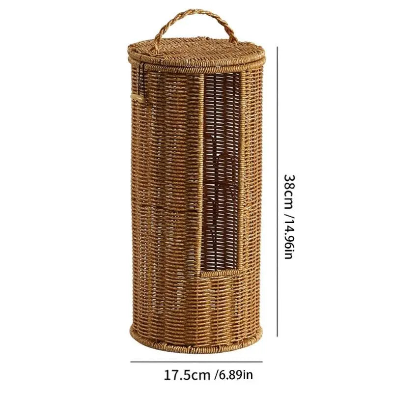 Cesta banheiro multiuso com capa à prova poeira, suporte armazenamento cilíndrico para tecidos, toalhas, acessório