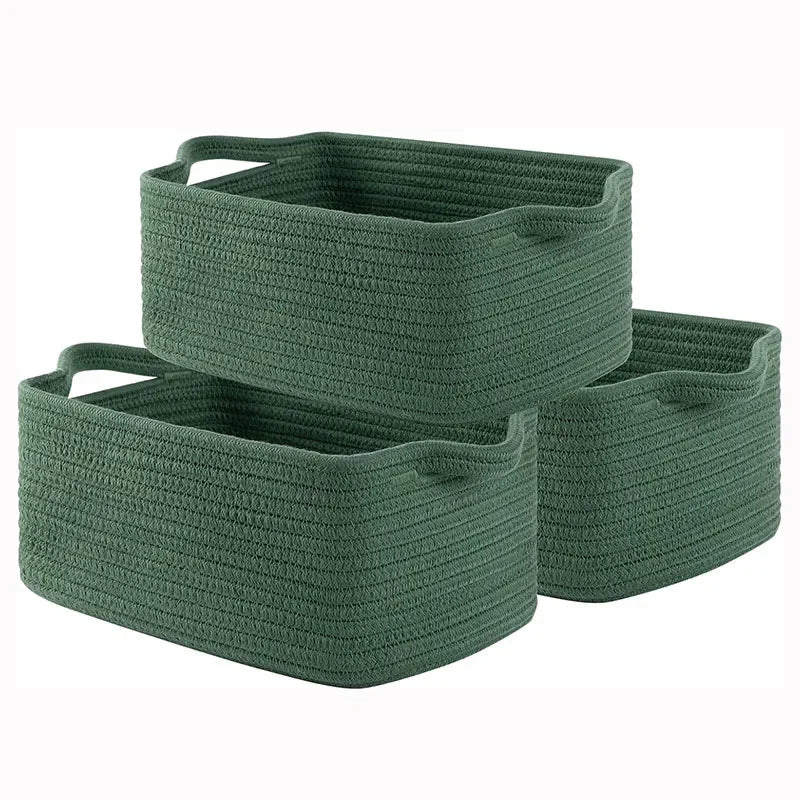 Cesta de armazenamento de corda de algodão decorativa retangular sala de estar organizador de itens diversos cesta de tecido caixa de armazenamento de brinquedos