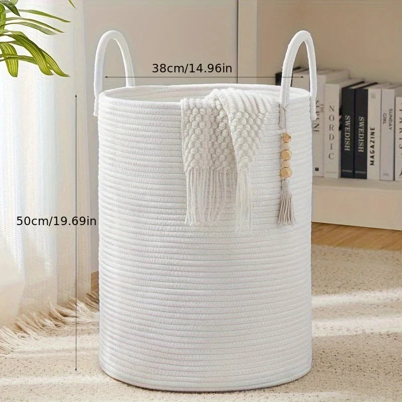 Cesta de armazenamento de corda para roupas sujas extra grande caixa de armazenamento doméstico para brinquedos adequado para quarto sala de estar varanda