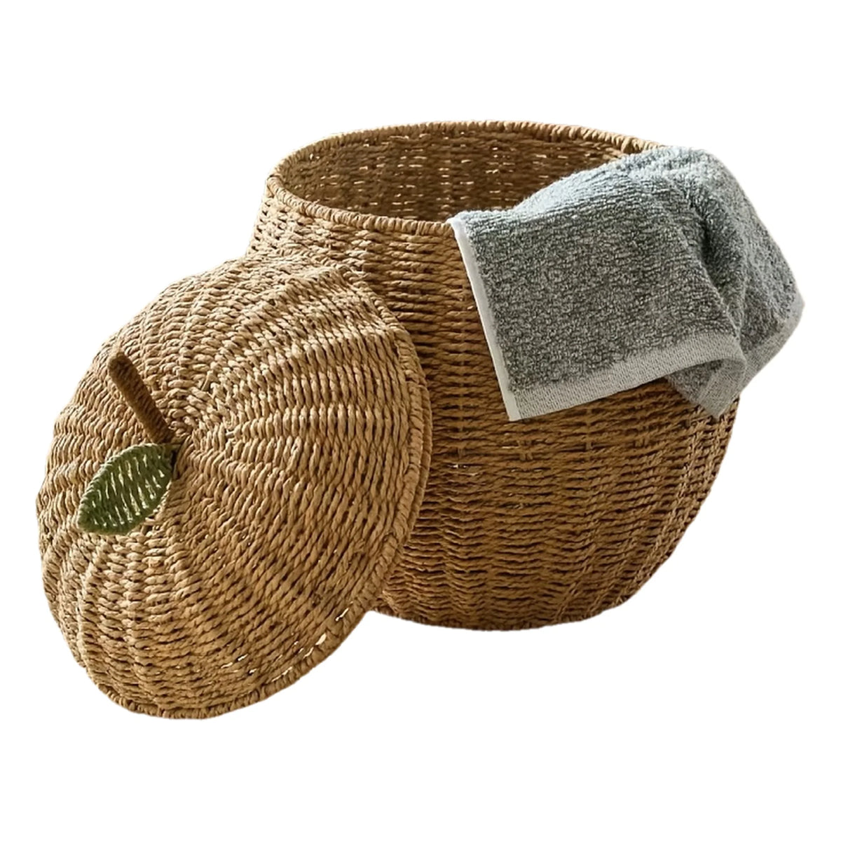 Cesta de armazenamento em forma de maçã e pêra, organizador de mesa de corda de papel tecido boho para decoração de casa, lixeira decorativa estilo frutas