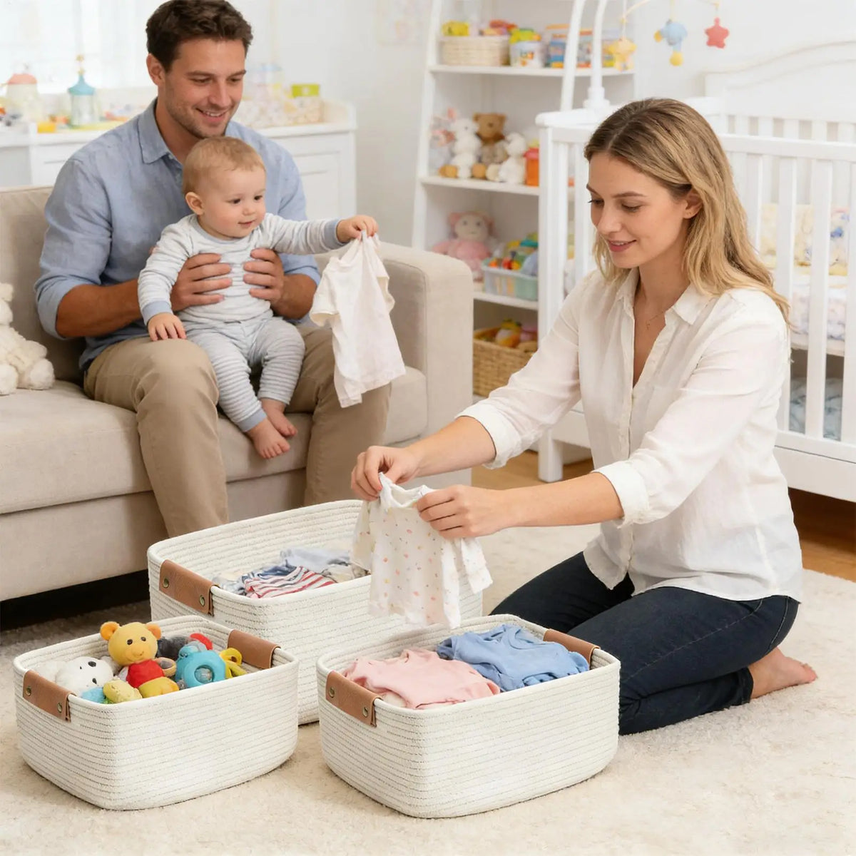 Cesta de armazenamento retangular, organizador multifuncional de mesa, cosméticos, brinquedos infantis, caixa de armazenamento para casa, 3 peças