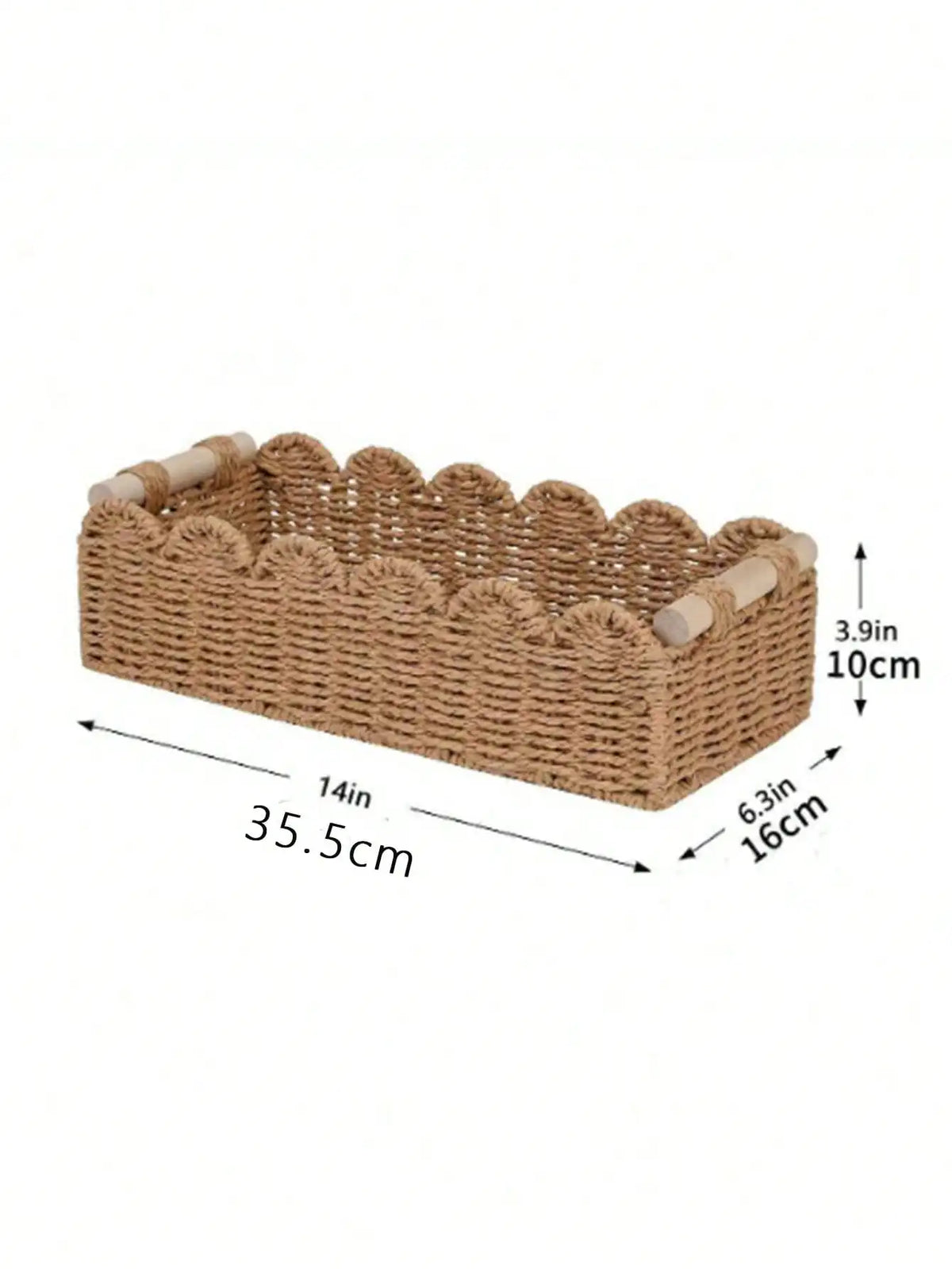 Cesta de armazenamento tecida artesanal, mesa de chá, artigos diversos, organizar lanches de mesa, cesta de armazenamento de cosméticos, recipiente de brinquedos para casa vintage