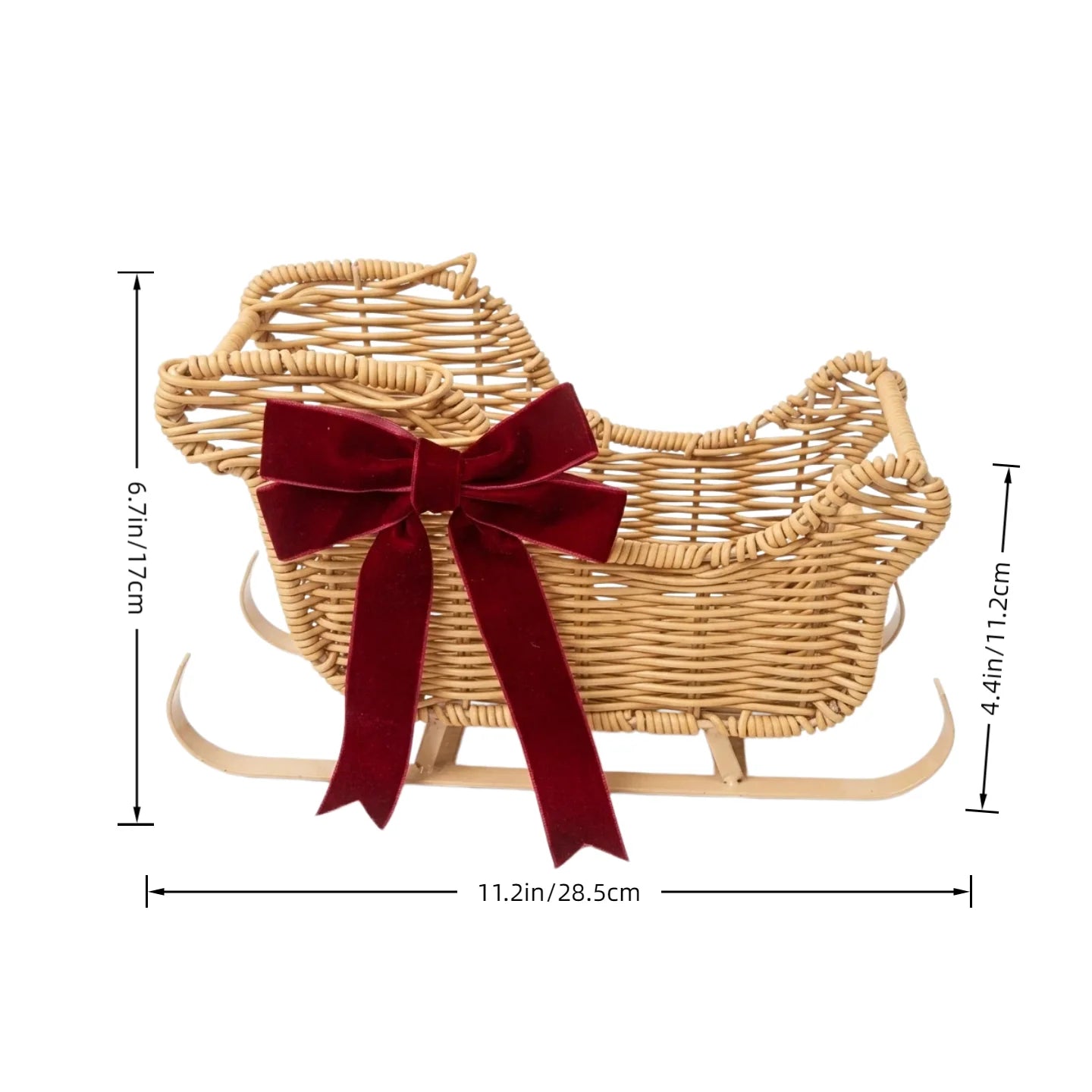 Cesta de Doces de Natal Multifuncional em Rattan Trançado para Mesa, Caixa de Presente, Decoração de Lareira e Decoração de Inverno para Casa