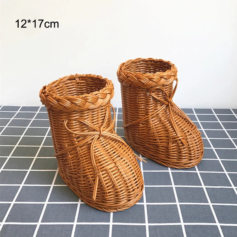 Cesta Handwoven do armazenamento, bandeja do Rattan, vime, pequeno-almoço, chá, piquenique, cozinha, pão, fruto, bonito