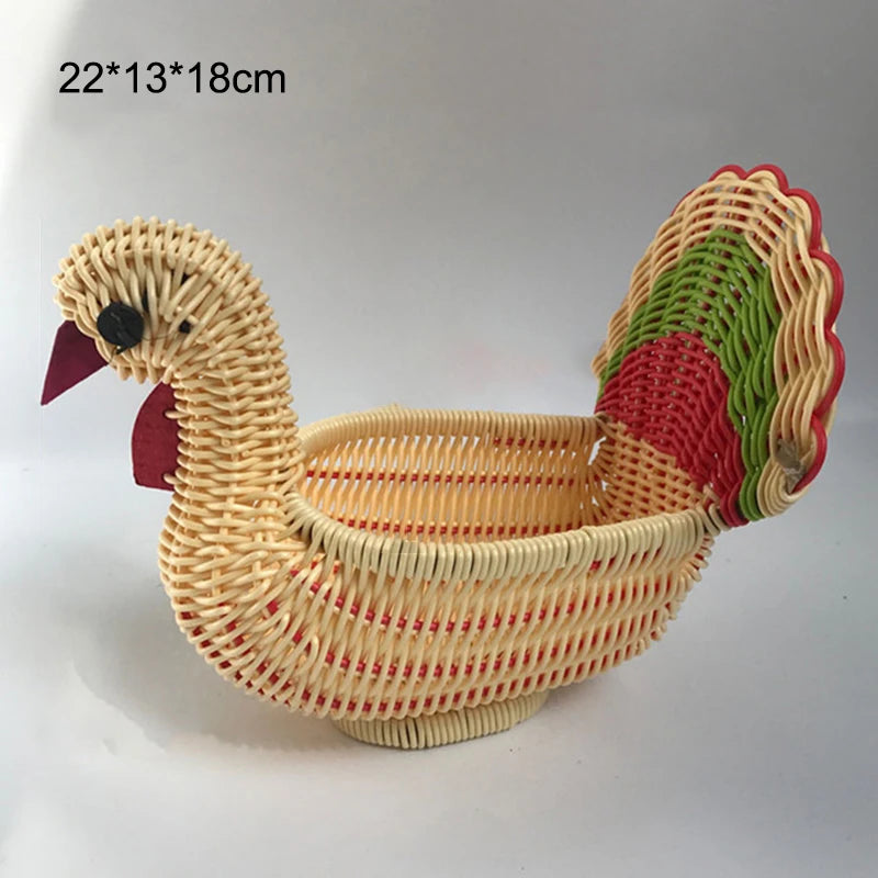 Cesta Handwoven do armazenamento, bandeja do Rattan, vime, pequeno-almoço, chá, piquenique, cozinha, pão, fruto, bonito