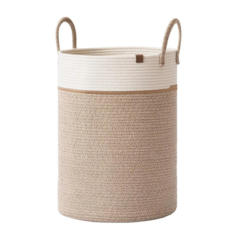 Cesto de Armazenamento Extra Grande em Corda de Algodão Trançada, Cesto de Roupa Suja, Organizador de Brinquedos, Cesto para Varanda, Cesto Utilitário para Armazenamento