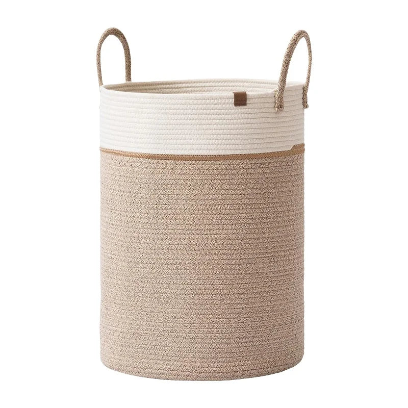 Cesto de Armazenamento Extra Grande em Corda de Algodão Trançada, Cesto de Roupa Suja, Organizador de Brinquedos, Cesto para Varanda, Cesto Utilitário para Armazenamento