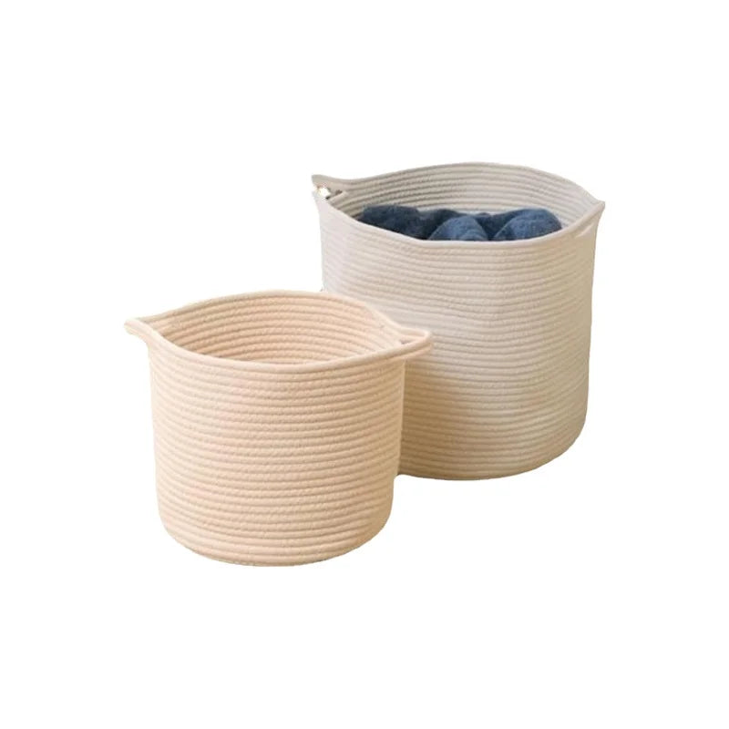 Cesto de Roupa Grande Artesanal para Casa, Cesto de Armazenamento para Roupas Íntimas e Meias, Material de Algodão, Estilo Luxuoso para Quarto e Banheiro
