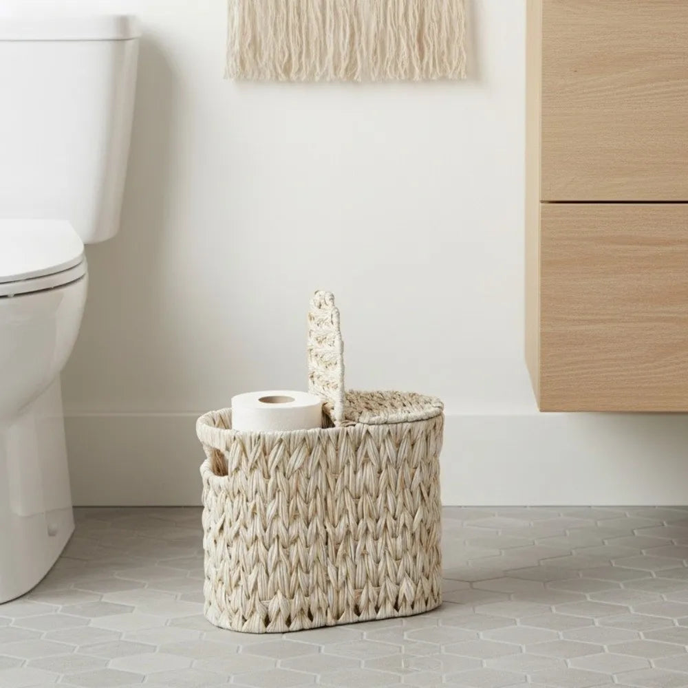 Cestos de Armazenamento de Papel Higiênico em Imitação de Rattan, Grande Capacidade, à Prova de Umidade, Duráveis para Uso Doméstico