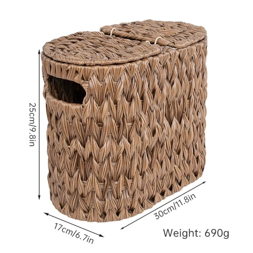 Cestos de Armazenamento de Papel Higiênico em Imitação de Rattan, Grande Capacidade, à Prova de Umidade, Duráveis para Uso Doméstico