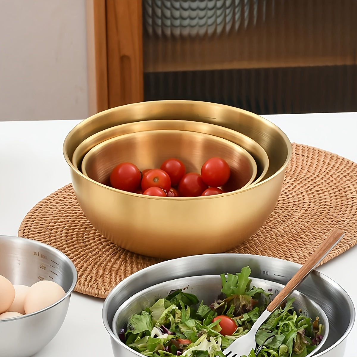 Kit 3 Tigelas Aço Inox com Medição