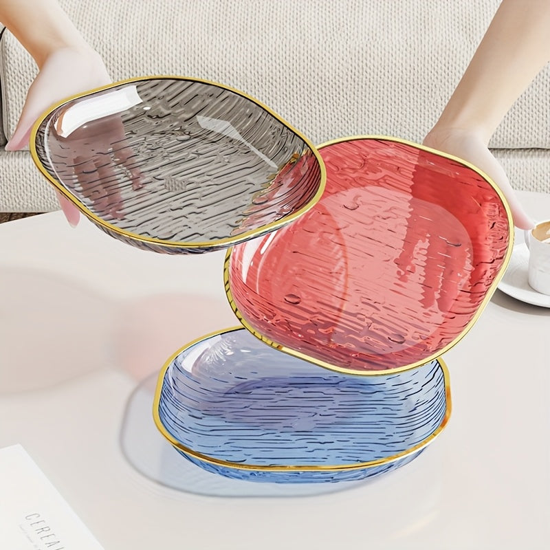 Kit 4 Pratos Snack Transparente Dourado