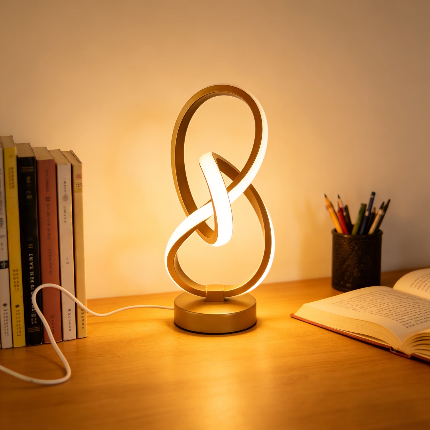 Luminária Mesa Espiral Artística Metal