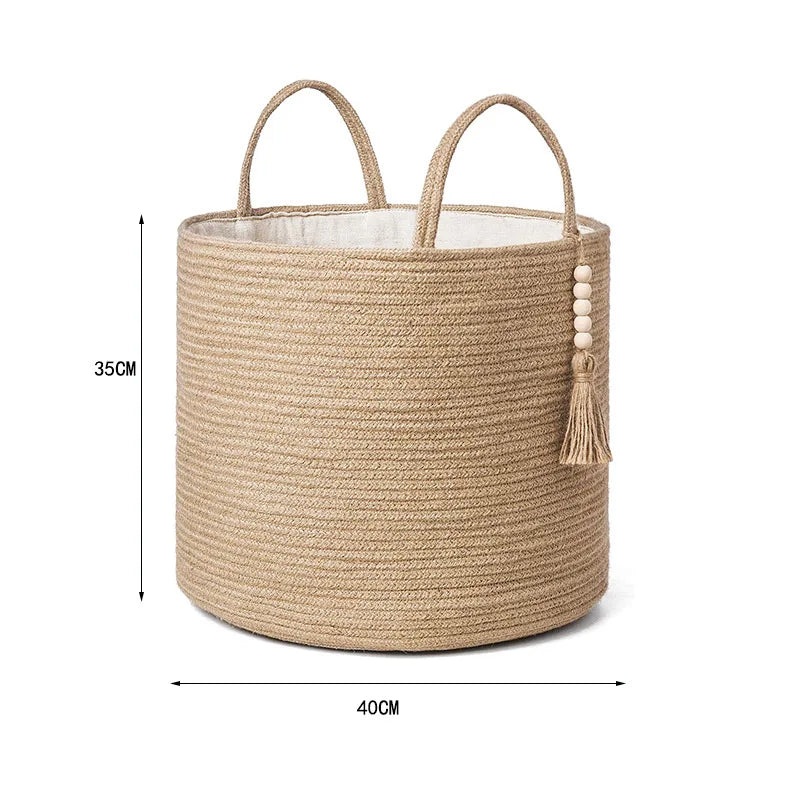 Home Woven Cesta De Armazenamento, Corda De Algodão, Cesta De Roupas Sujas, Sala E Quarto, Grande Capacidade, Diversos