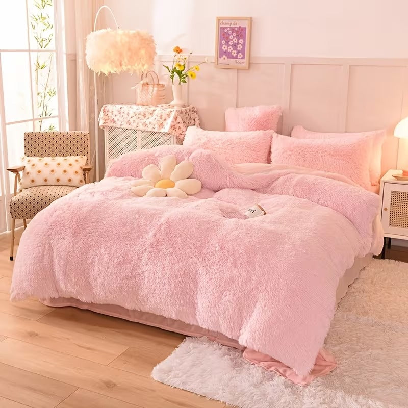 Conjunto Pelúcia Longa Sólido 3pcs