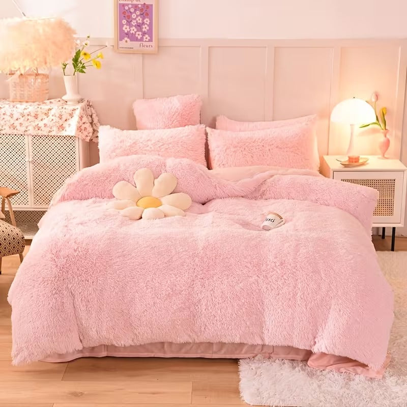 Conjunto Pelúcia Longa Sólido 3pcs