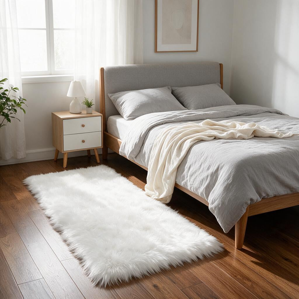 Tapete Pelúcia Branco Sala Quarto — quarto