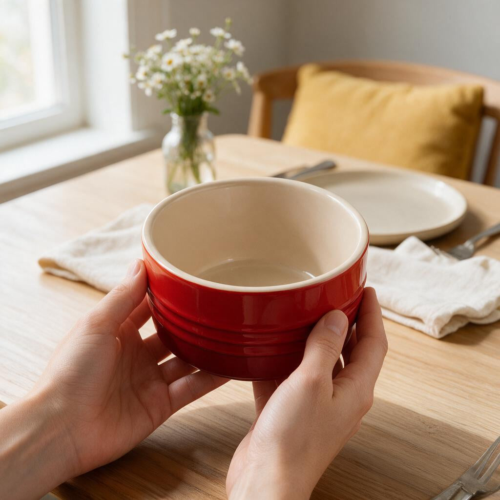 Assadeira Stoneware 12 Cores — em uso (mãos)
