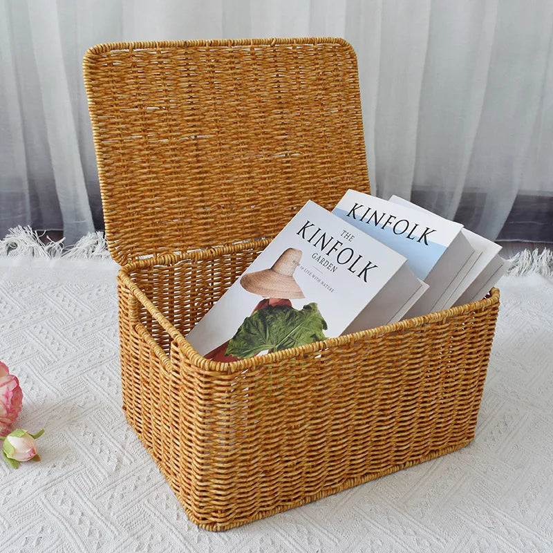 Rattan tecido caixa de armazenamento de grandes dimensões caixa doméstica classificação de roupas colchas grande capacidade dormitório caixa de armazenamento cestas de lavanderia