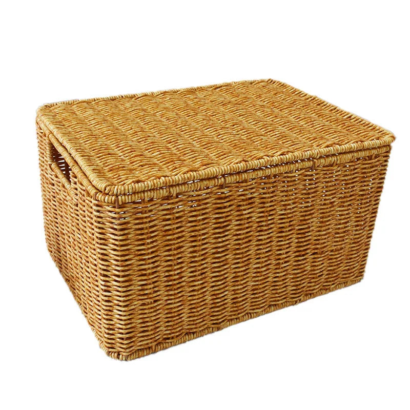 Rattan tecido caixa de armazenamento de grandes dimensões caixa doméstica classificação de roupas colchas grande capacidade dormitório caixa de armazenamento cestas de lavanderia